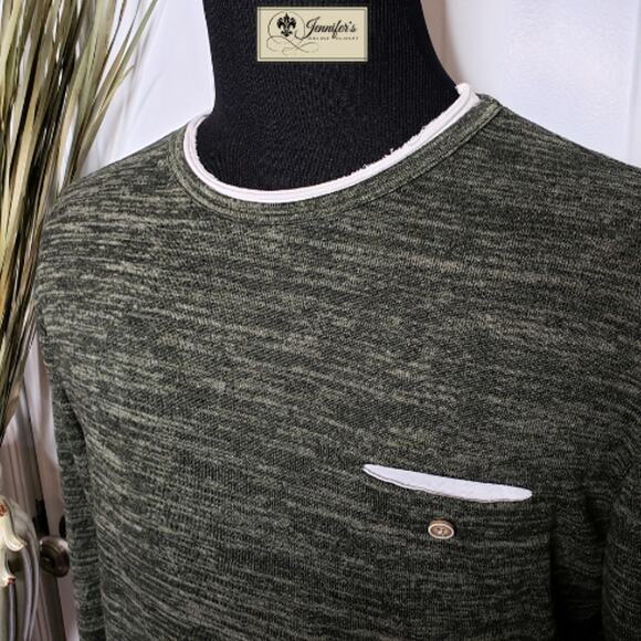 3/$25 Topman Men's Green Long Sleeve Crew Neck Sweater Size XXL - Picture 3 of 7